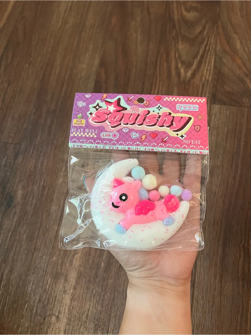 🦄🌙 Pink Unicorn Crescent Moon Squishy